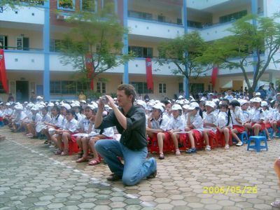 Michael Fabing as a School reporter (Vietnam)
