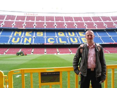 Michael Fabing at the Nou Camp Stadium in Barcelona (Spain)